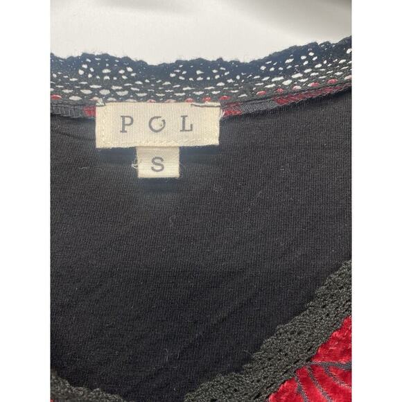 POL Women’s Red Floral Velvet Burnout Babydoll Oversized Boho Top Sz S - Picture 3 of 7